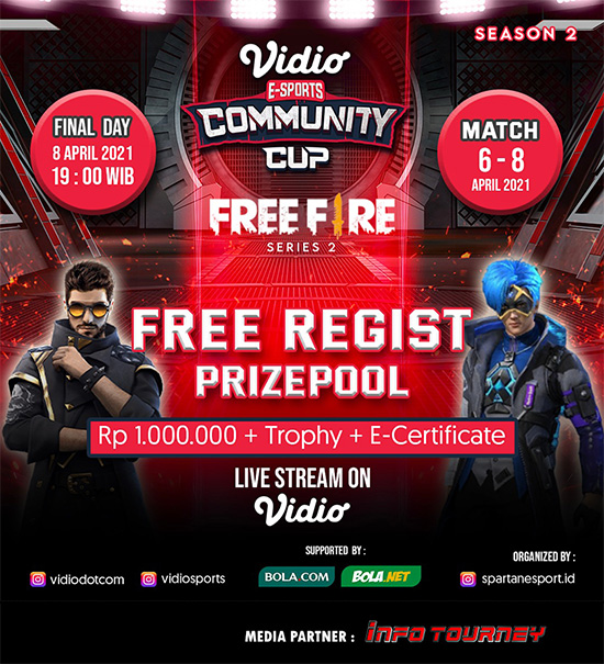 turnamen ff free fire april 2021 vidio community cup season 2 poster