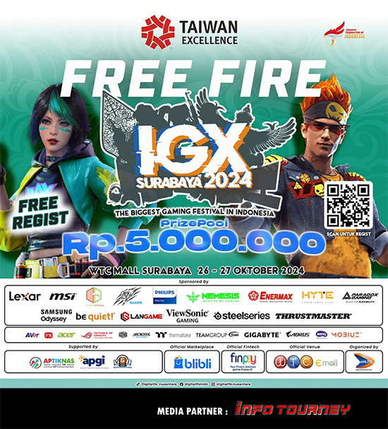 turnamen ff free fire oktober 2024 igx surabaya 2024 poster