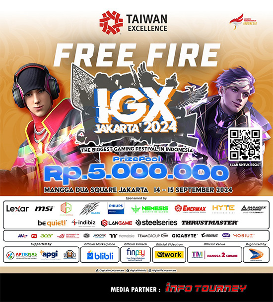 turnamen ff free fire september 2024 igx jakarta 2024 poster