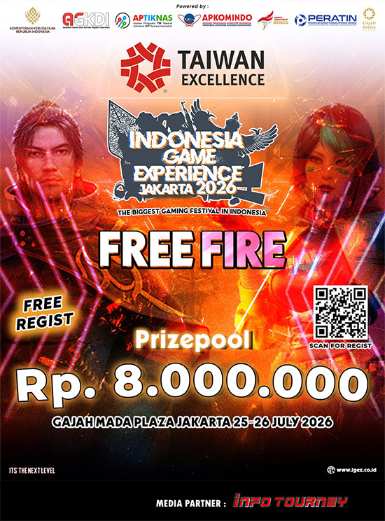 turnamen ff free fire juli 2026 igex jakarta 2026 poster