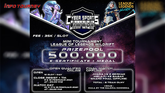 turnamen league of legends wild rift februari 2021 cyber sports championship logo