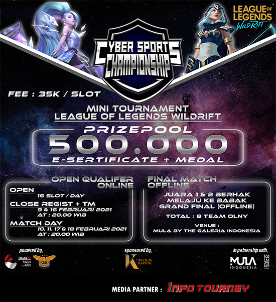 turnamen league of legends wild rift februari 2021 cyber sports championship poster