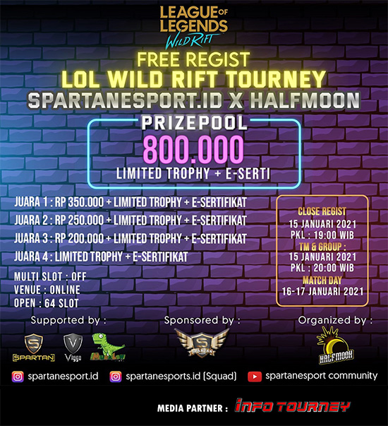 turnamen league of legends wild rift januari 2021 spartanesport id x halfmoon poster