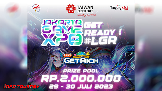 turnamen lets get rich juli 2023 jakarta game expo 2023 tangcit logo