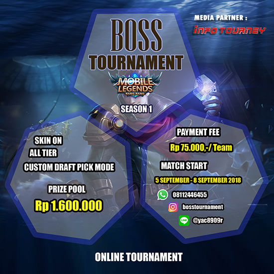 turnamen mobile legends boss tournament season 1 september 2018 poster