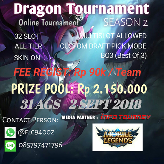 turnamen mobile legends dragon tournament season 2 agustus 2018 poster