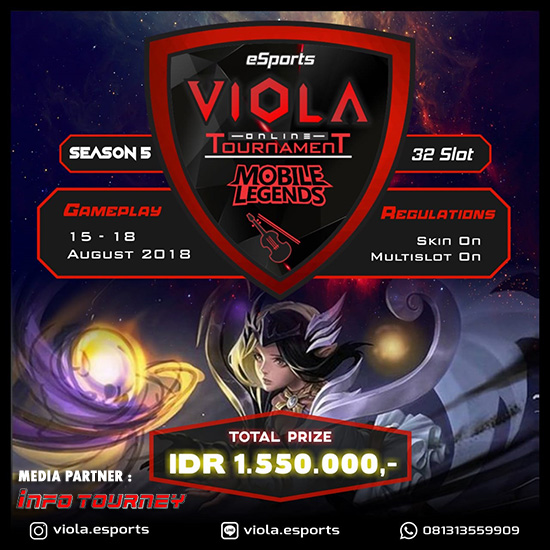 turnamen mobile legends viola esports season 5 agustus 2018 poster