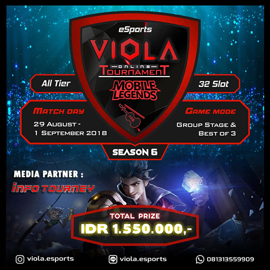 turnamen mobile legends viola esports season 6 agustus 2018 poster