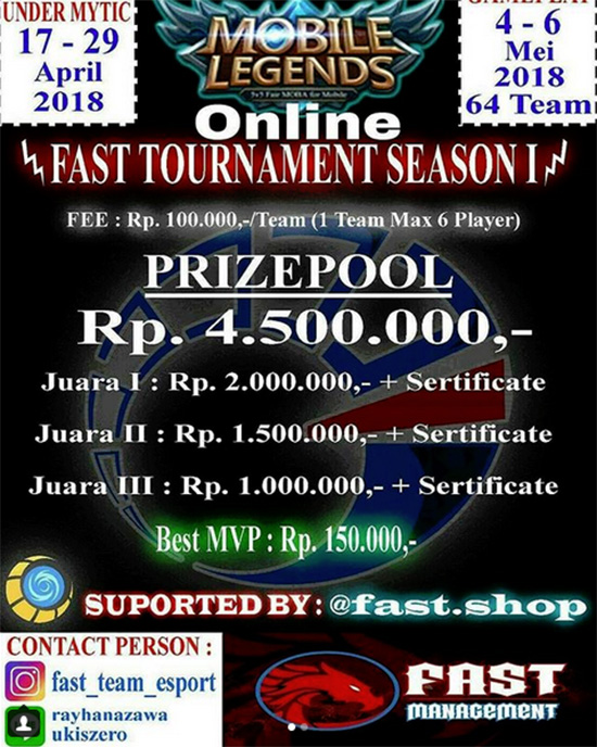 turnamen mobile legends fast management season 1 mei 2018 poster