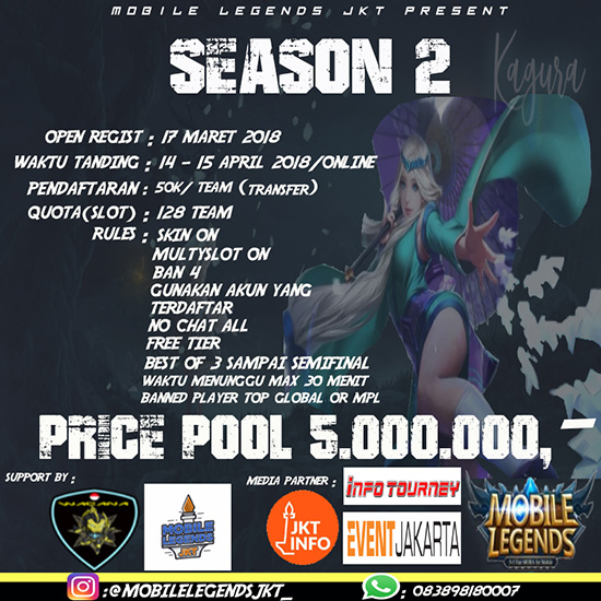 turnamen mobile legends jkt season 2 april 2018 poster