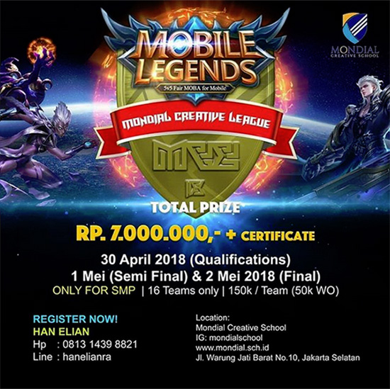 turnamen mobile legends mondial creative league mei 2018 poster
