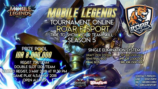 turnamen mobile legends roar esports season 5 mei 2018 logo