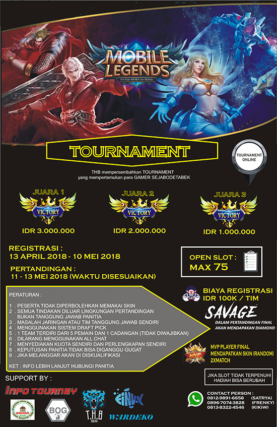 turnamen mobile legends thb tournament mei 2018 poster