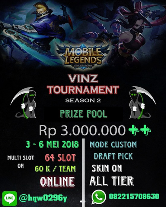 turnamen mobile legends vinz season 2 mei 2018 poster