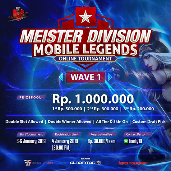 turnamen ml mole mobile legends meister division mobile legends wave 1 januari 2019 poster