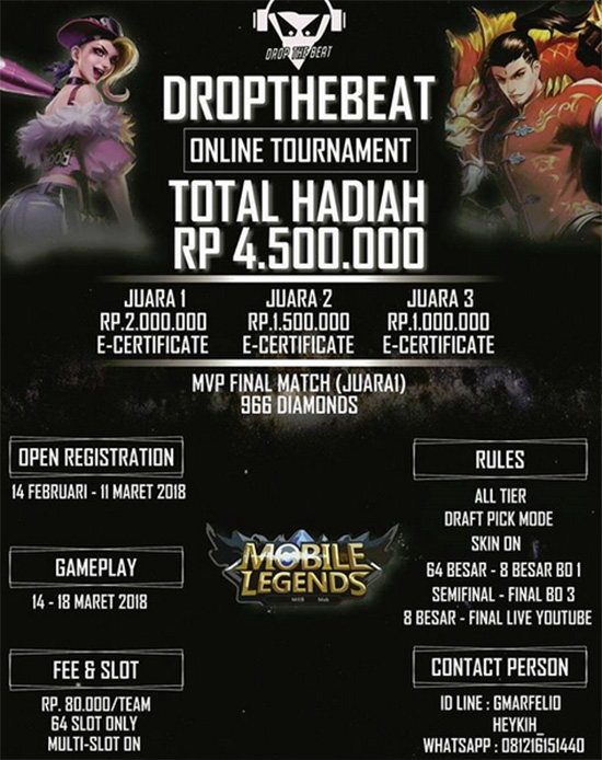 turnamen mobile legends drop the beat s1 maret 2018 poster