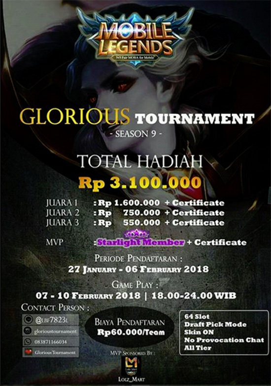turnamen mobile legends glorious season 9 februari 2018 poster