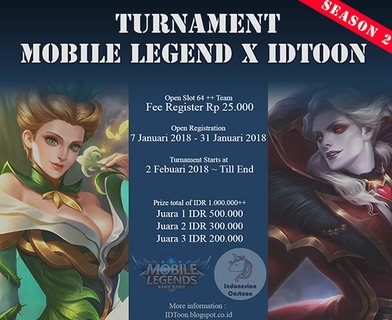 turnamen mobile legends idtoon season 2 februari 2018 poster