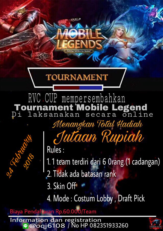 turnamen mobile legends rvc cup februari 2018 poster