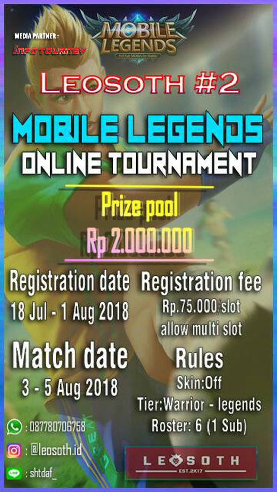 turnamen mobile legends leosoth online season 2 agustus 2018 poster