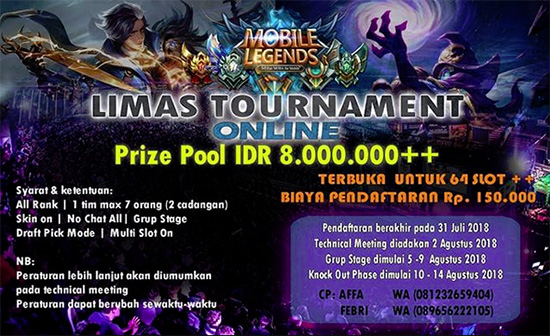 turnamen mobile legends limas tournament agustus 2018 poster