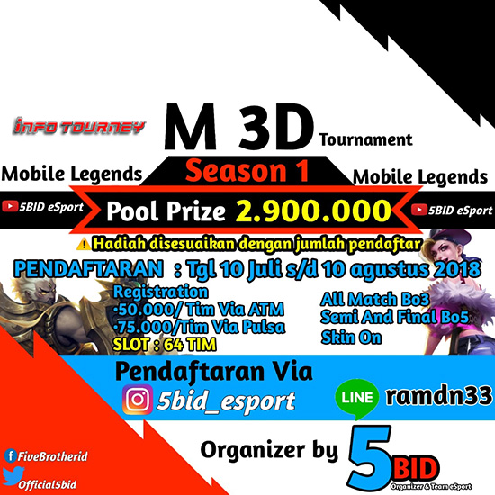 turnamen mobile legends m 3d tournament season 1 agustus 2018 poster