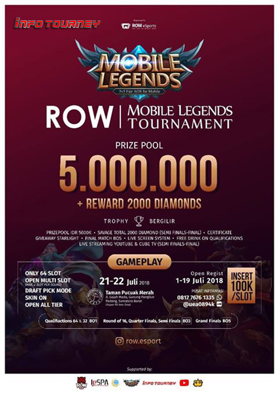 turnamen mobile legends row esports juli 2018 poster