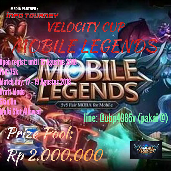 turnamen mobile legends velocity cup season 1 agustus 2018 poster
