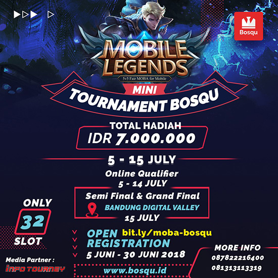 turnamen mobile legends bosqu mini tournament juli 2018 poster