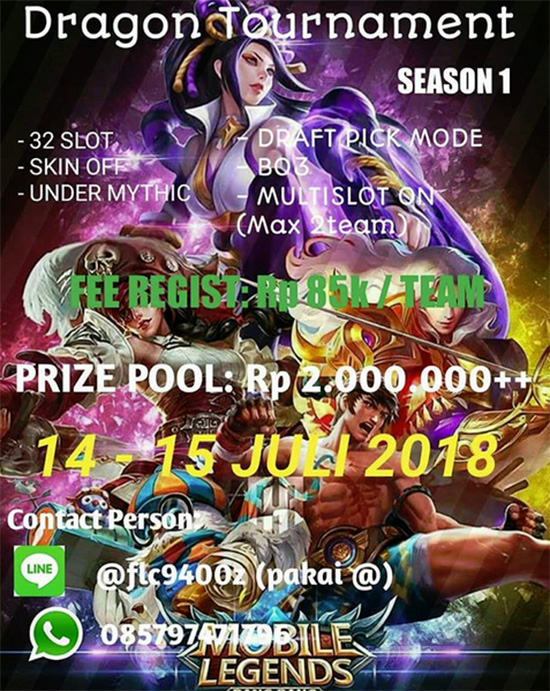 turnamen mobile legends dragon tournament season 1 juli 2018 poster