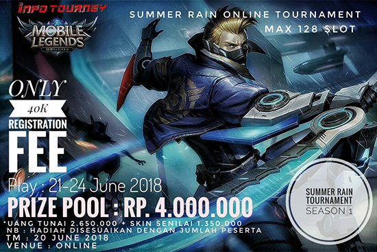 turnamen mobile legends summer rain season1 juni 2018 poster
