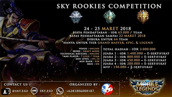 turnamen mobile legends sky rookies competition maret 2018 poster