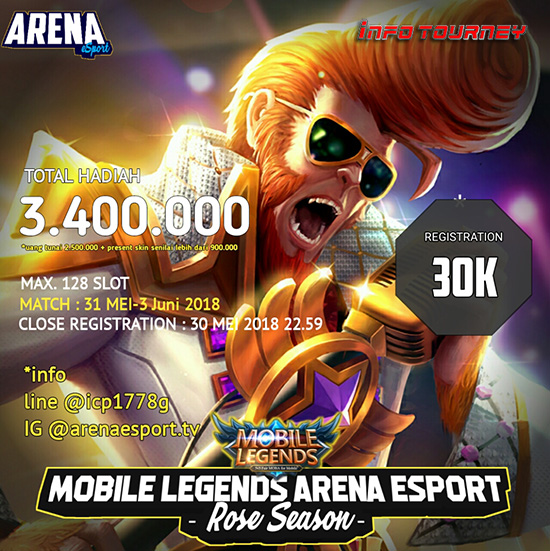 turnamen mobile legends arena esports rose season mei 2018 poster