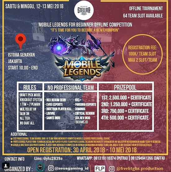 turnamen mobile legends beginner offline competition mei 2018 poster