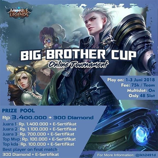 turnamen mobile legends big brother cup season1 juni 2018 poster