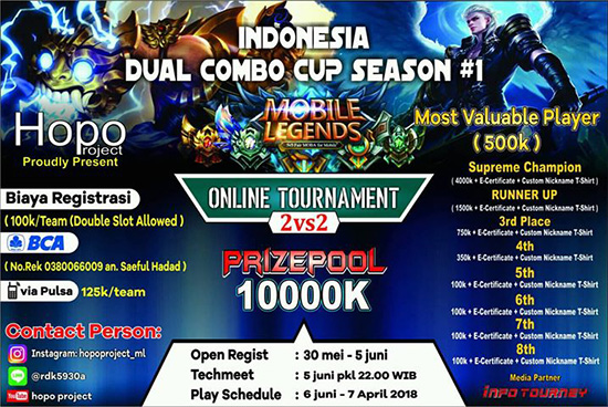 turnamen mobile legends indonesia dual combo cup season1 juni 2018 poster
