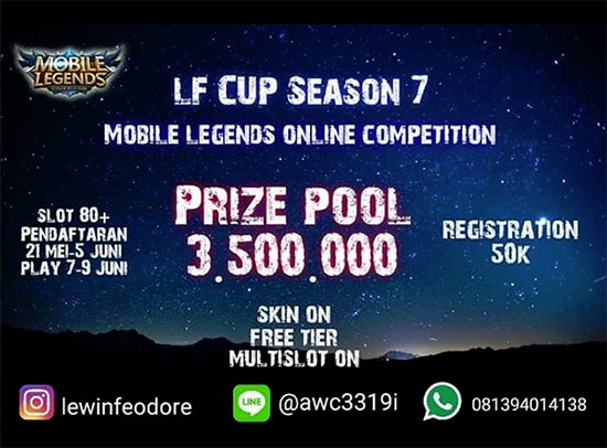 turnamen mobile legends lf cup season 7 juni 2018 poster
