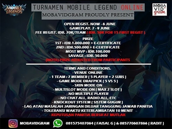 turnamen mobile legends mobavidgram competition juni 2018 poster