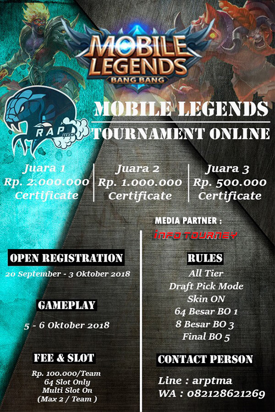 turnamen ml mole mobile legends rap team season 1 oktober 2018 poster