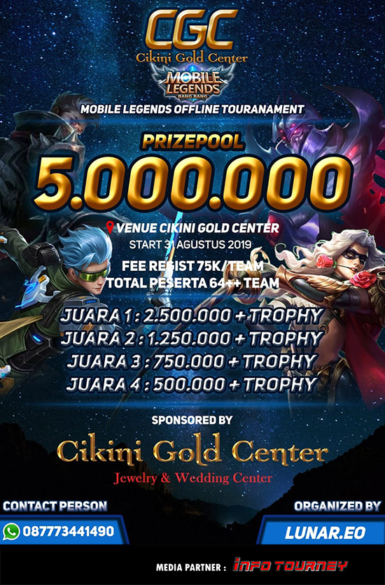 turnamen ml mole mobile legends agustus 2019 cikini gold center poster