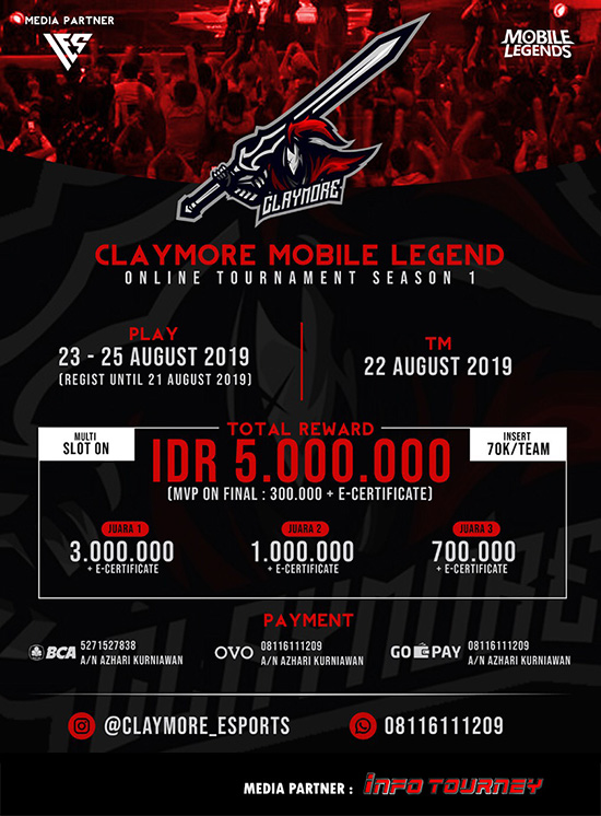 turnamen ml mole mobile legends agustus 2019 claymore season 1 poster