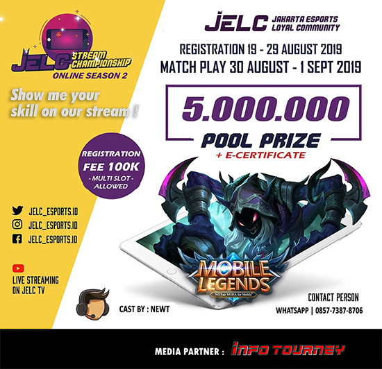 turnamen ml mole mobile legends agustus 2019 jelc stream championship s2 poster