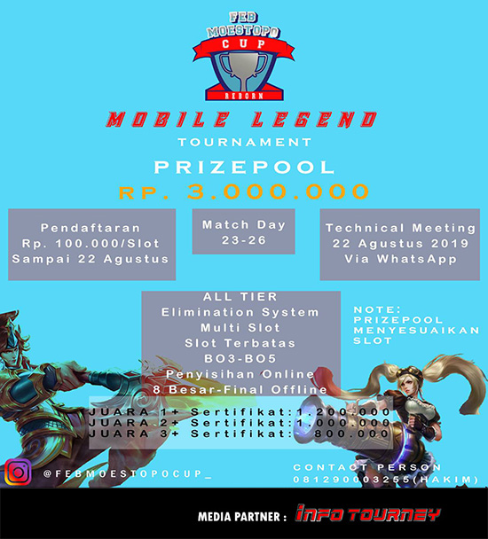 turnamen ml mole mobile legends agustus 2019 moestopo cup reborn poster