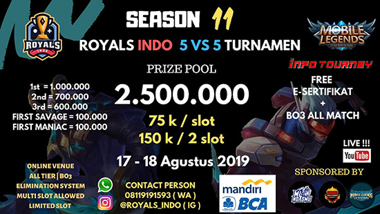 turnamen ml mole mobile legends agustus 2019 royals indo group season 11 logo