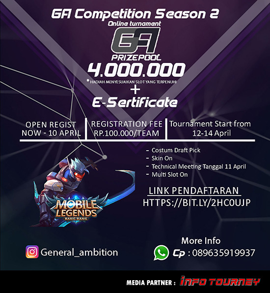 turnamen ml mole mobile legends general ambition competition season 2 april 2019 poster