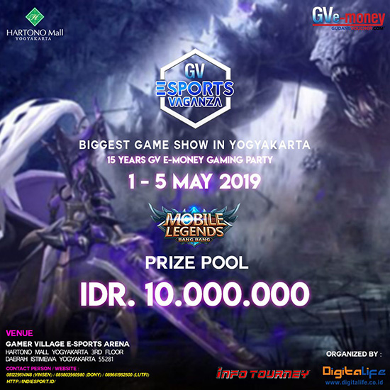 turnamen ml mole mobile legends gv esports vaganza mei 2019 poster