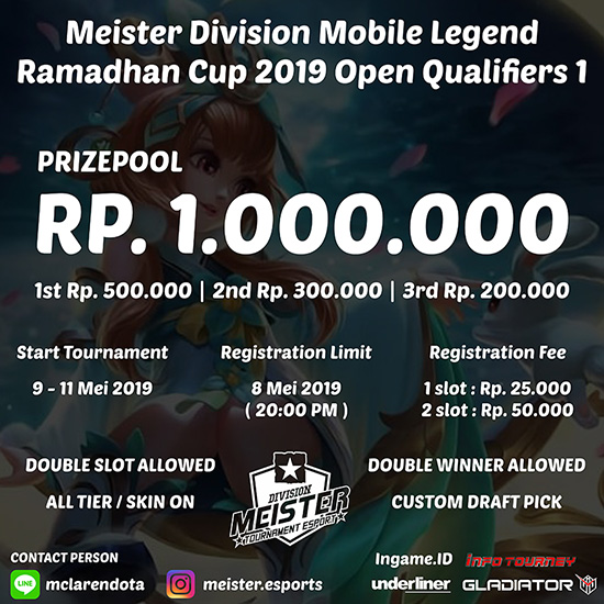 turnamen ml mole mobile legends meister division ramadhan cup 2019 open qualifiers 1 mei 2019 poster