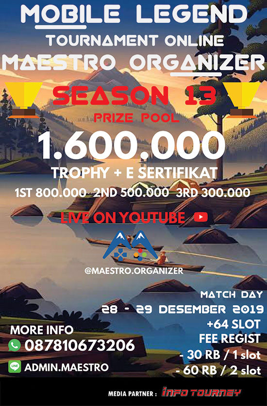 turnamen ml mole mobile legends desember 2019 maestro organizer season 13 poster