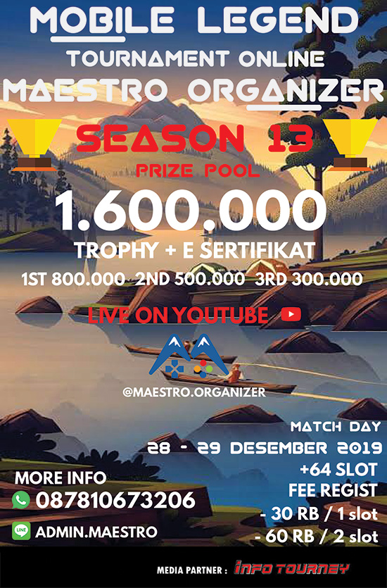 turnamen ml mole mobile legends desember 2019 maestro organizer season 13 poster