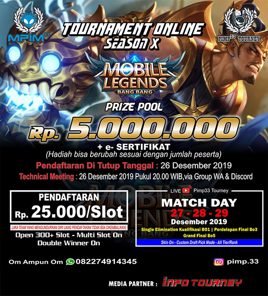 turnamen ml mole mobile legends desember 2019 mpim season 10 poster
